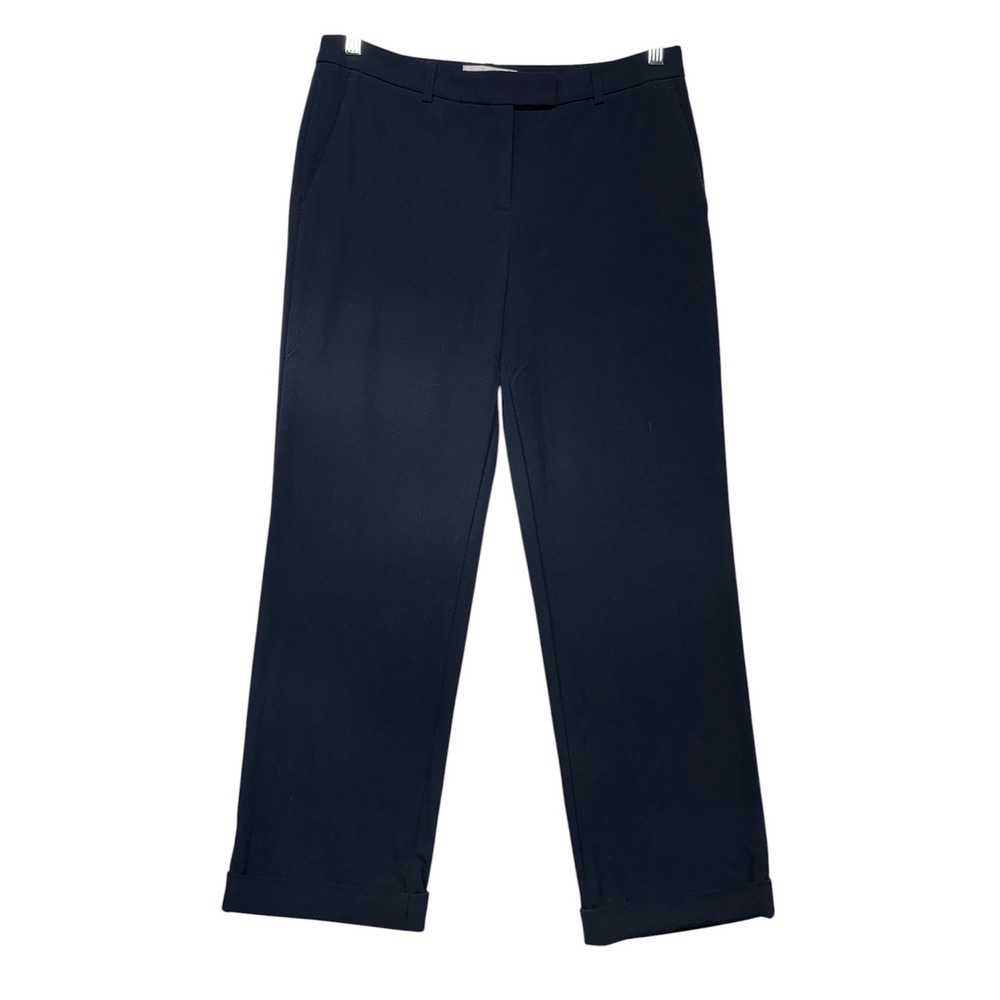 Michael Kors Samantha Double Crepe Sablé Midnight Blue Virgin Wool Trousers 6